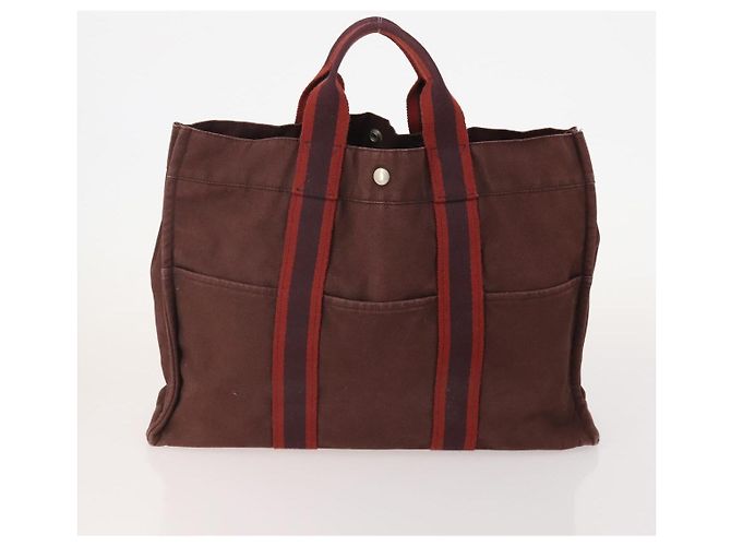 Hermès Borsa Fourre Tout HERMES Canvas 4 Set Bordeaux White pink Auth bs34897 Rosa Bianco Bordò - vista 2