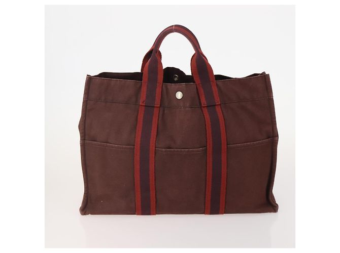 Hermès Borsa Fourre Tout HERMES Canvas 4 Set Bordeaux White pink Auth bs34897 Rosa Bianco Bordò - vista 3