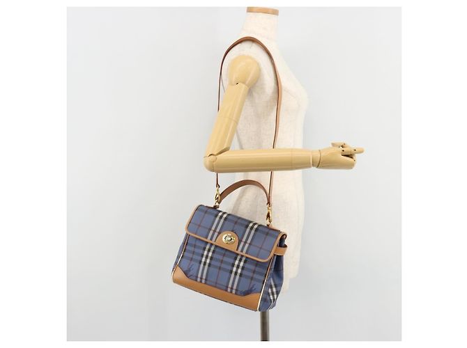 Borsa Burberry in PVC 2way Blu Oro Auth 179143 D'oro - vista 24