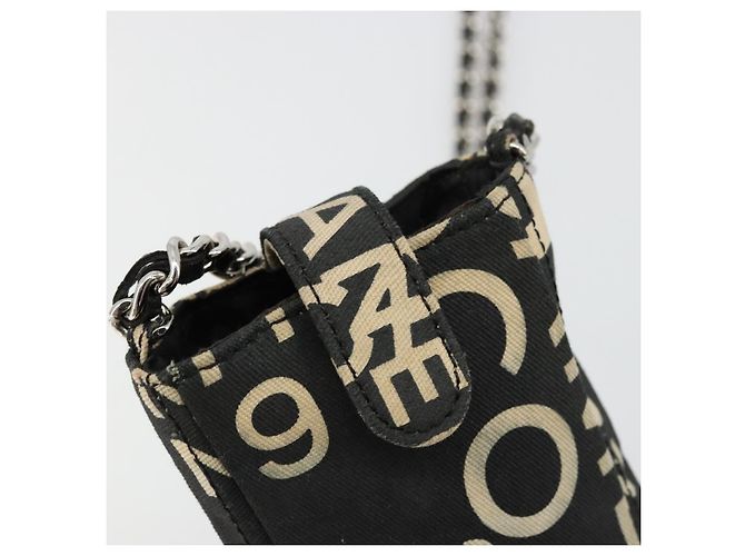 CHANEL By Sea Line Chain Shoulder Bag Canvas Black Silver CC Auth bs35066A Nero Argento - vista 10