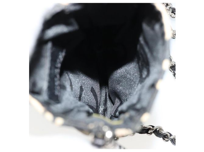 CHANEL By Sea Line Chain Shoulder Bag Canvas Black Silver CC Auth bs35066A Nero Argento - vista 11