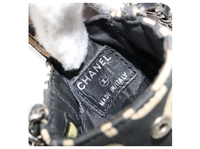 CHANEL By Sea Line Chain Shoulder Bag Canvas Black Silver CC Auth bs35066A Nero Argento - vista 17
