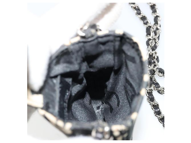 CHANEL By Sea Line Chain Shoulder Bag Canvas Black Silver CC Auth bs35066A Nero Argento - vista 18