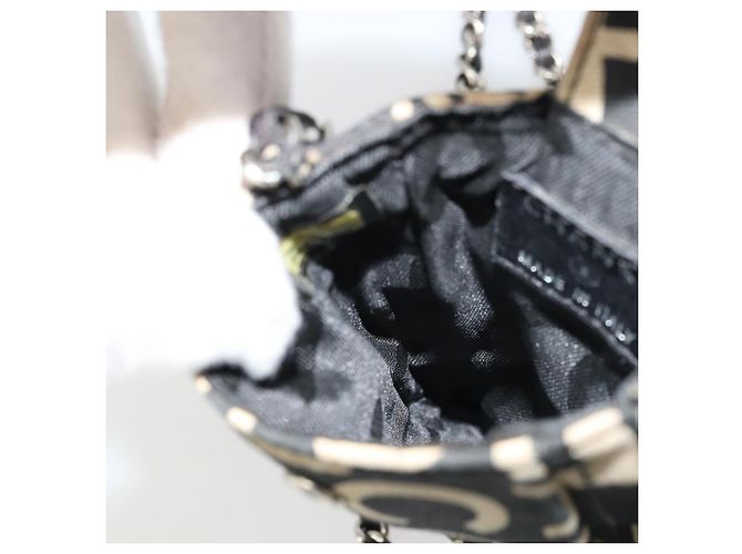 CHANEL By Sea Line Chain Shoulder Bag Canvas Black Silver CC Auth bs35066A Nero Argento - vista 19