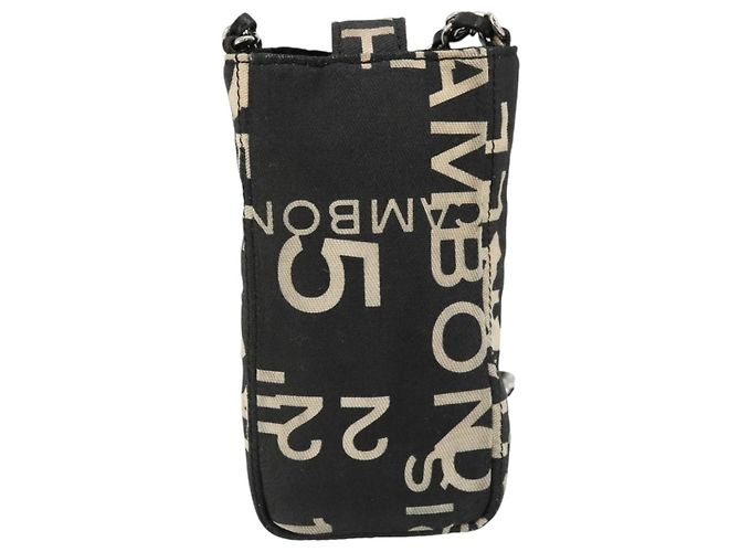 CHANEL By Sea Line Chain Shoulder Bag Canvas Black Silver CC Auth bs35066A Nero Argento - vista 2