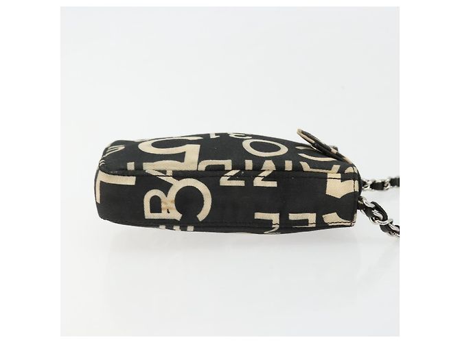 CHANEL By Sea Line Chain Shoulder Bag Canvas Black Silver CC Auth bs35066A Nero Argento - vista 3