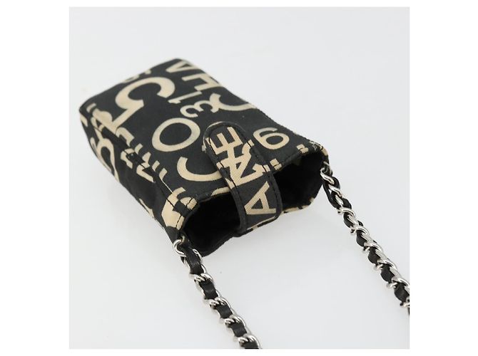 CHANEL By Sea Line Chain Shoulder Bag Canvas Black Silver CC Auth bs35066A Nero Argento - vista 6