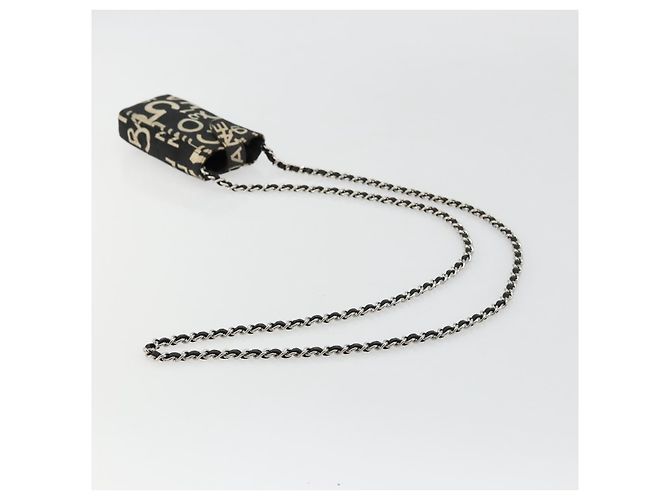 CHANEL By Sea Line Chain Shoulder Bag Canvas Black Silver CC Auth bs35066A Nero Argento - vista 7