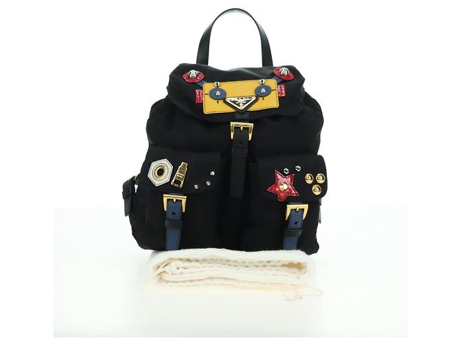 Zaino PRADA Robot Nylon Nero Argento Auth 176514SAV - vista 12