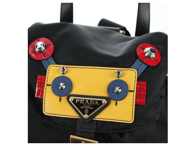 Zaino PRADA Robot Nylon Nero Argento Auth 176514SAV - vista 24