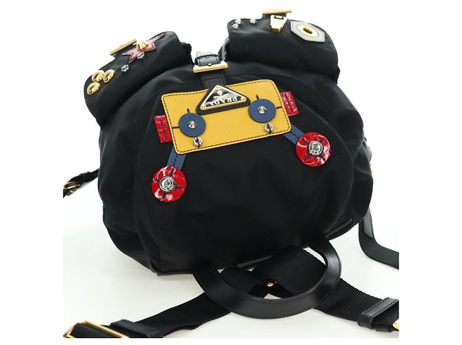 Zaino PRADA Robot Nylon Nero Argento Auth 176514SAV - vista 6