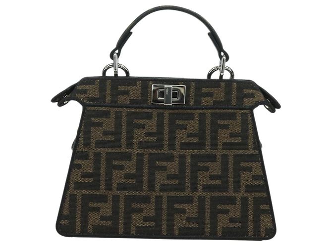 FENDI x FRGMT x POKMON Zucca Peek A Boo Dratini Bag 2way Brown Auth 167302SM Marrone Nero - vista 2