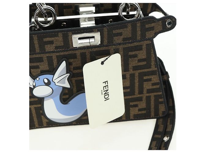 FENDI x FRGMT x POKMON Zucca Peek A Boo Dratini Bag 2way Brown Auth 167302SM Marrone Nero - vista 24