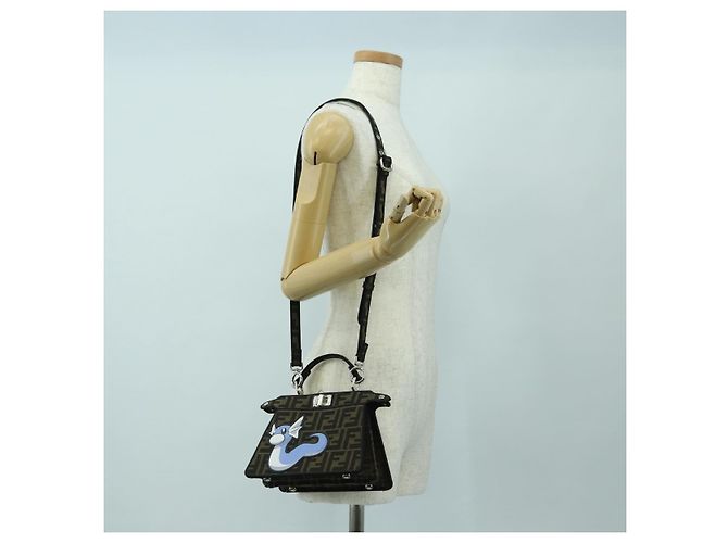 FENDI x FRGMT x POKMON Zucca Peek A Boo Dratini Bag 2way Brown Auth 167302SM Marrone Nero - vista 29