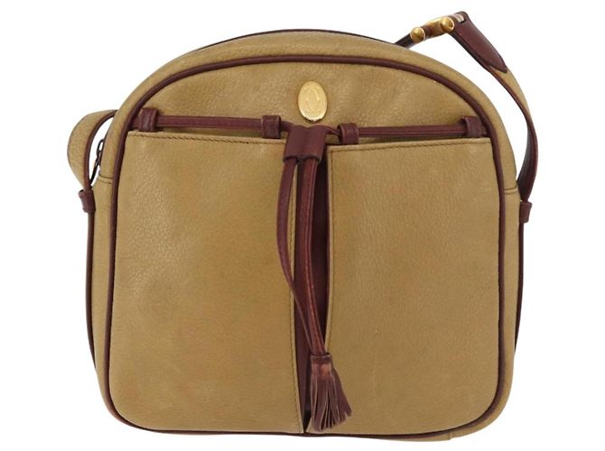 Borsa a Spalla CARTIER in Pelle Beige Oro Auth hk3696A D'oro - vista 13