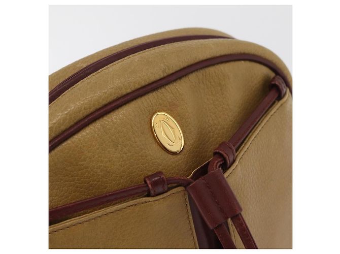 Borsa a Spalla CARTIER in Pelle Beige Oro Auth hk3696A D'oro - vista 18