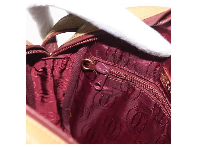 Borsa a Spalla CARTIER in Pelle Beige Oro Auth hk3696A D'oro - vista 21
