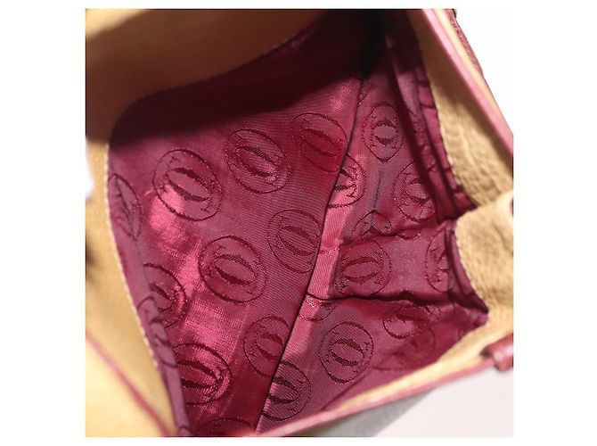 Borsa a Spalla CARTIER in Pelle Beige Oro Auth hk3696A D'oro - vista 23