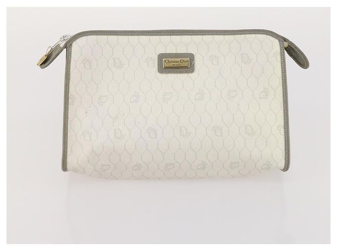 Clutch Christian Dior Honeycomb Canvas PVC 3 Set White Black Auth fm5350 Nero Bianco - vista 14