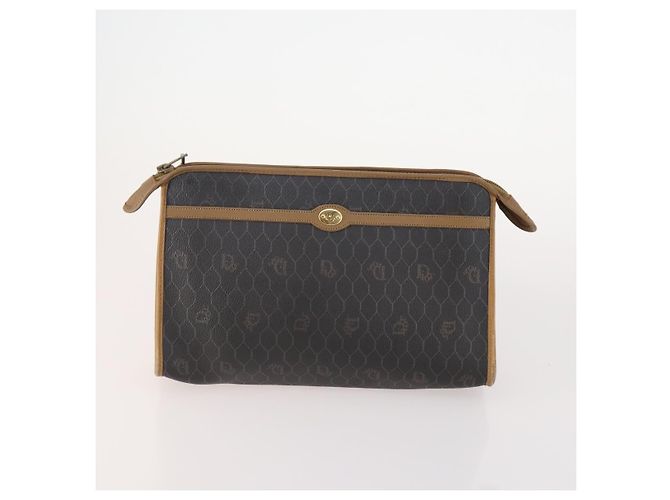 Clutch Christian Dior Honeycomb Canvas PVC 3 Set White Black Auth fm5350 Nero Bianco - vista 2
