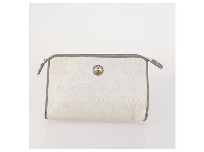 Clutch Christian Dior Honeycomb Canvas PVC 3 Set White Black Auth fm5350 Nero Bianco - vista 8