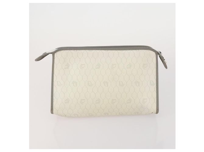 Clutch Christian Dior Honeycomb Canvas PVC 3 Set White Black Auth fm5350 Nero Bianco - vista 9