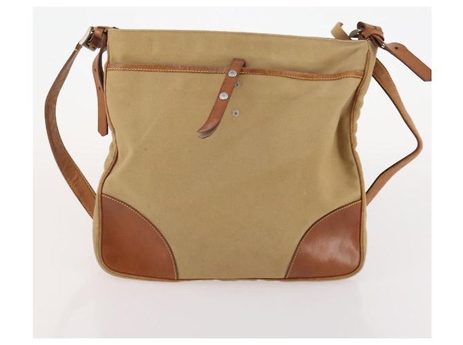 PRADA Schultertasche Canvas Nylon Leder 3er Set Braun Weiß Authentisch bs34891 - Ansicht 19