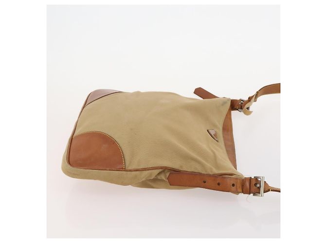 PRADA Schultertasche Canvas Nylon Leder 3er Set Braun Weiß Authentisch bs34891 - Ansicht 20