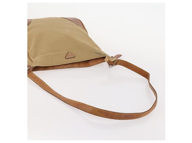 PRADA Schultertasche Canvas Nylon Leder 3er Set Braun Weiß Authentisch bs34891 - Ansicht 21