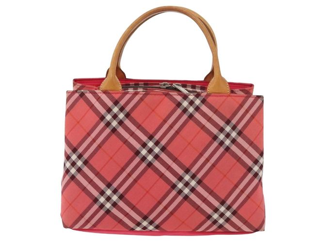 Borsa BURBERRY Nova Check Blue Label Nylon Rosa Argento Auth 180079 - vista 13