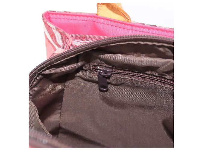 Borsa BURBERRY Nova Check Blue Label Nylon Rosa Argento Auth 180079 - vista 20