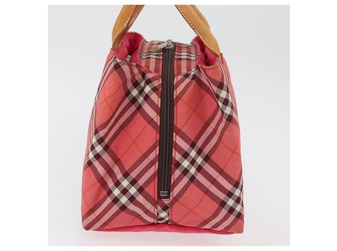 Borsa BURBERRY Nova Check Blue Label Nylon Rosa Argento Auth 180079 - vista 3
