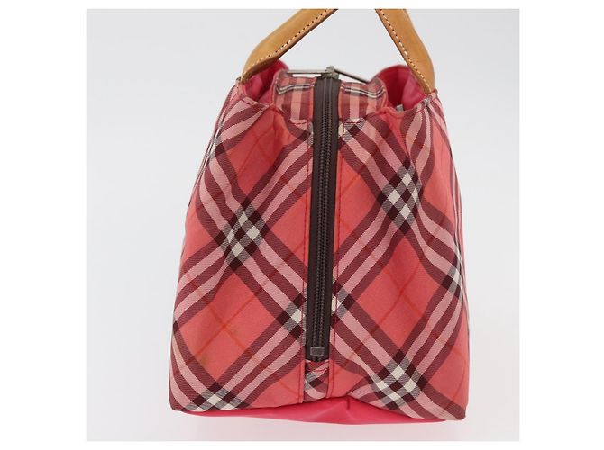 Borsa BURBERRY Nova Check Blue Label Nylon Rosa Argento Auth 180079 - vista 4