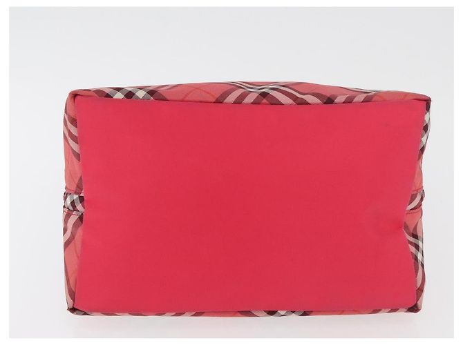 Borsa BURBERRY Nova Check Blue Label Nylon Rosa Argento Auth 180079 - vista 5