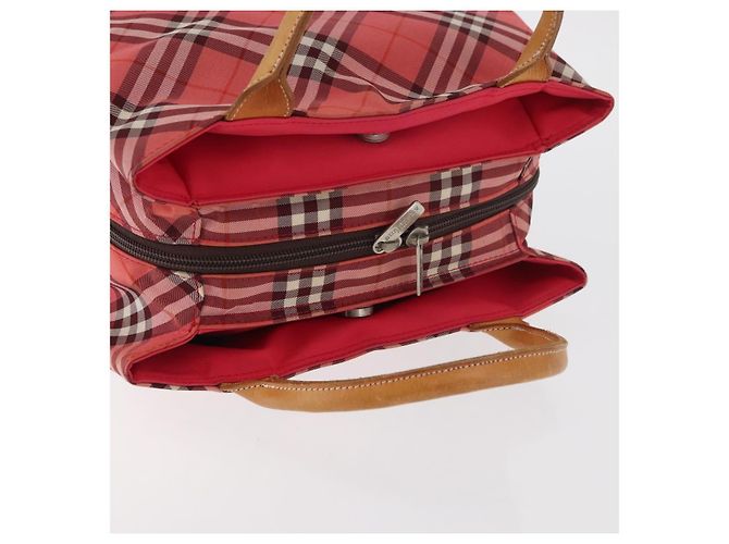 Borsa BURBERRY Nova Check Blue Label Nylon Rosa Argento Auth 180079 - vista 6