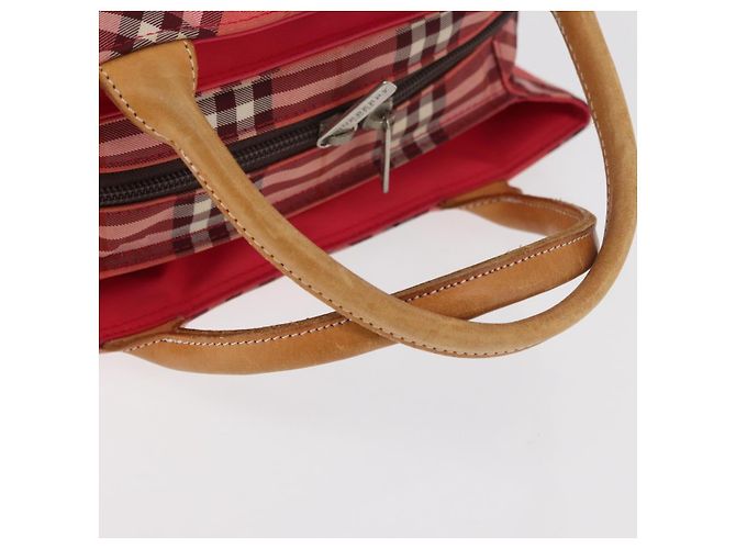 Borsa BURBERRY Nova Check Blue Label Nylon Rosa Argento Auth 180079 - vista 7