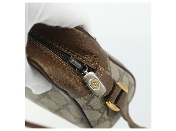 Borsa GUCCI GG Supreme Web Sherry Line PVC Beige Oro 56 02 087 Auth 178729 D'oro - vista 10
