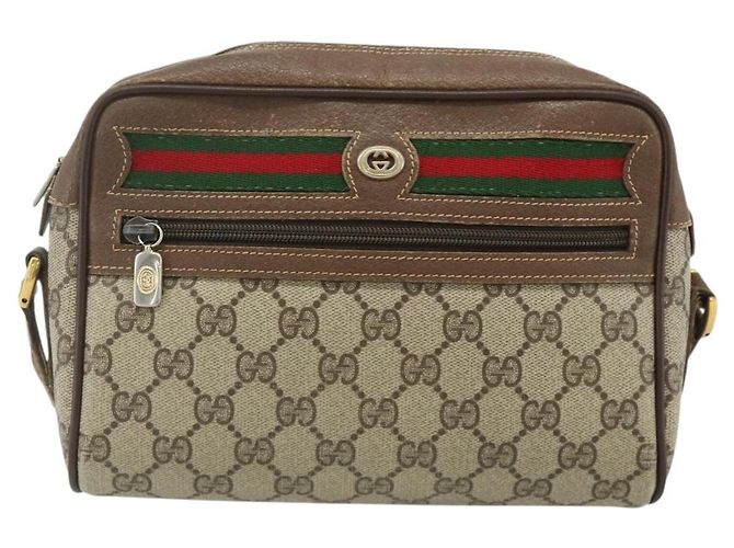 Borsa GUCCI GG Supreme Web Sherry Line PVC Beige Oro 56 02 087 Auth 178729 D'oro - vista 13