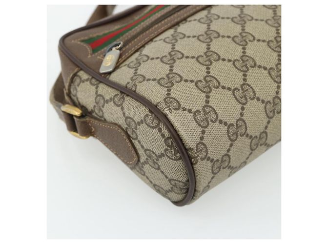 Borsa GUCCI GG Supreme Web Sherry Line PVC Beige Oro 56 02 087 Auth 178729 D'oro - vista 14