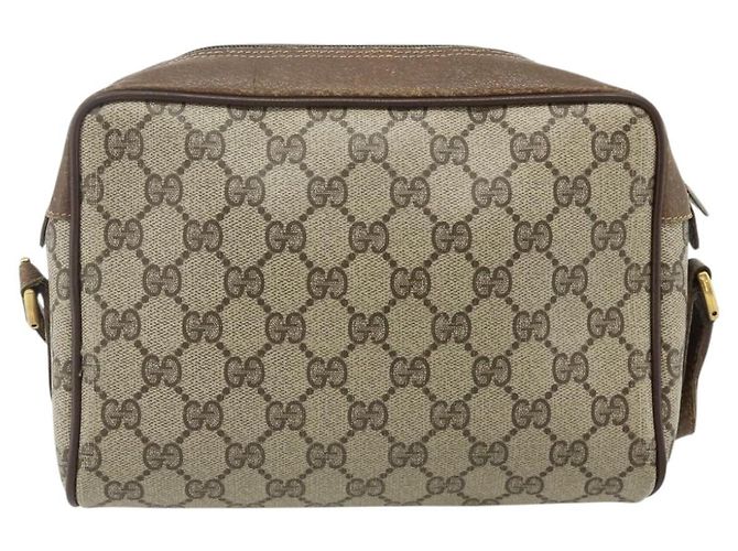 Borsa GUCCI GG Supreme Web Sherry Line PVC Beige Oro 56 02 087 Auth 178729 D'oro - vista 2