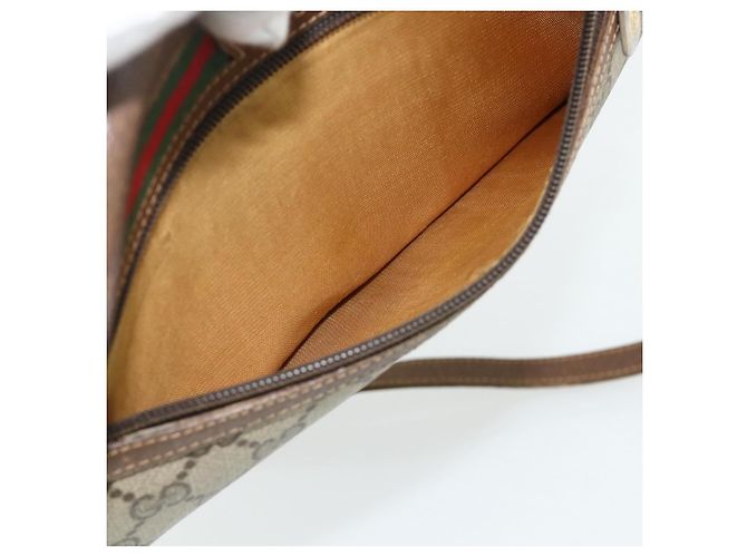 Borsa GUCCI GG Supreme Web Sherry Line PVC Beige Oro 56 02 087 Auth 178729 D'oro - vista 20