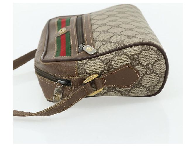Borsa GUCCI GG Supreme Web Sherry Line PVC Beige Oro 56 02 087 Auth 178729 D'oro - vista 3