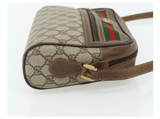 Borsa GUCCI GG Supreme Web Sherry Line PVC Beige Oro 56 02 087 Auth 178729 D'oro - vista 4