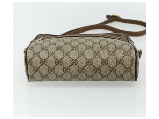 Borsa GUCCI GG Supreme Web Sherry Line PVC Beige Oro 56 02 087 Auth 178729 D'oro - vista 5