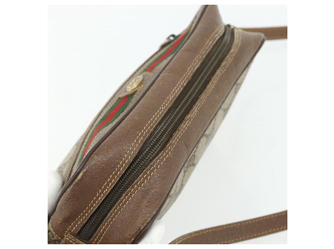Borsa GUCCI GG Supreme Web Sherry Line PVC Beige Oro 56 02 087 Auth 178729 D'oro - vista 6