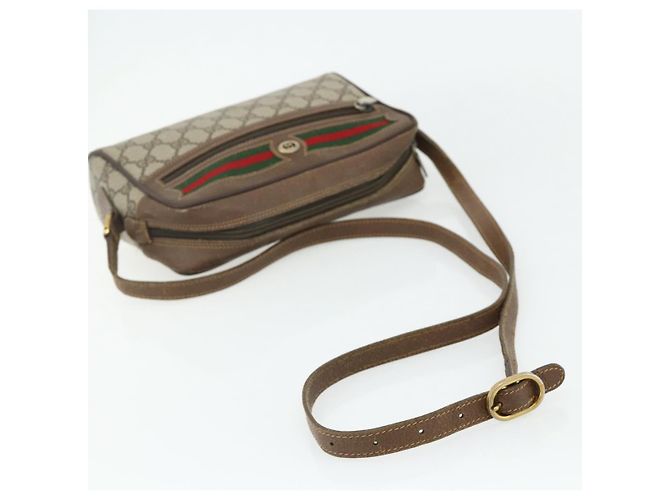 Borsa GUCCI GG Supreme Web Sherry Line PVC Beige Oro 56 02 087 Auth 178729 D'oro - vista 7