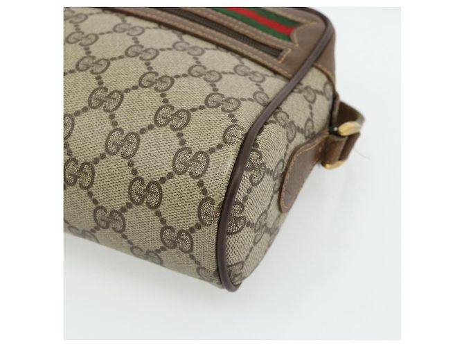 Borsa GUCCI GG Supreme Web Sherry Line PVC Beige Oro 56 02 087 Auth 178729 D'oro - vista 9
