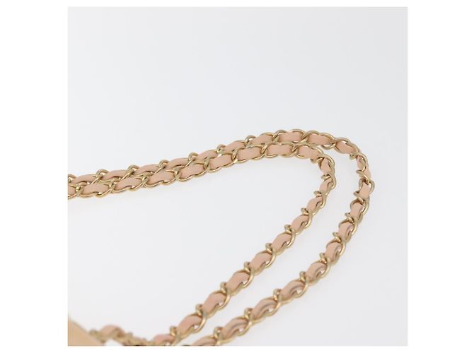 CHANEL Matelasse Chain Shoulder Bag Patent leather Beige Gold CC Auth 179868A D'oro - vista 14