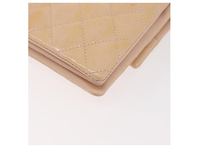 CHANEL Matelasse Chain Shoulder Bag Patent leather Beige Gold CC Auth 179868A D'oro - vista 17