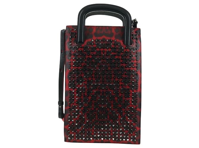 Borsa Christian Louboutin in pelle 2way Rosso Argento Auth bs35035V - vista 13
